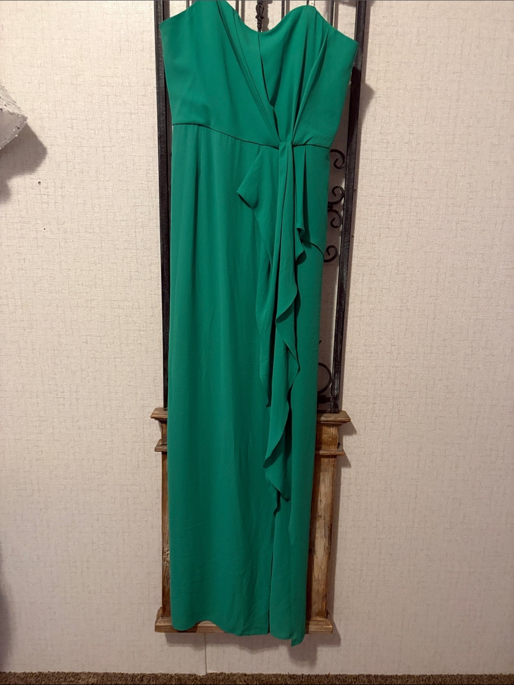 Halston Heritage Green One-Shoulder Maxi with Draped Ruffle